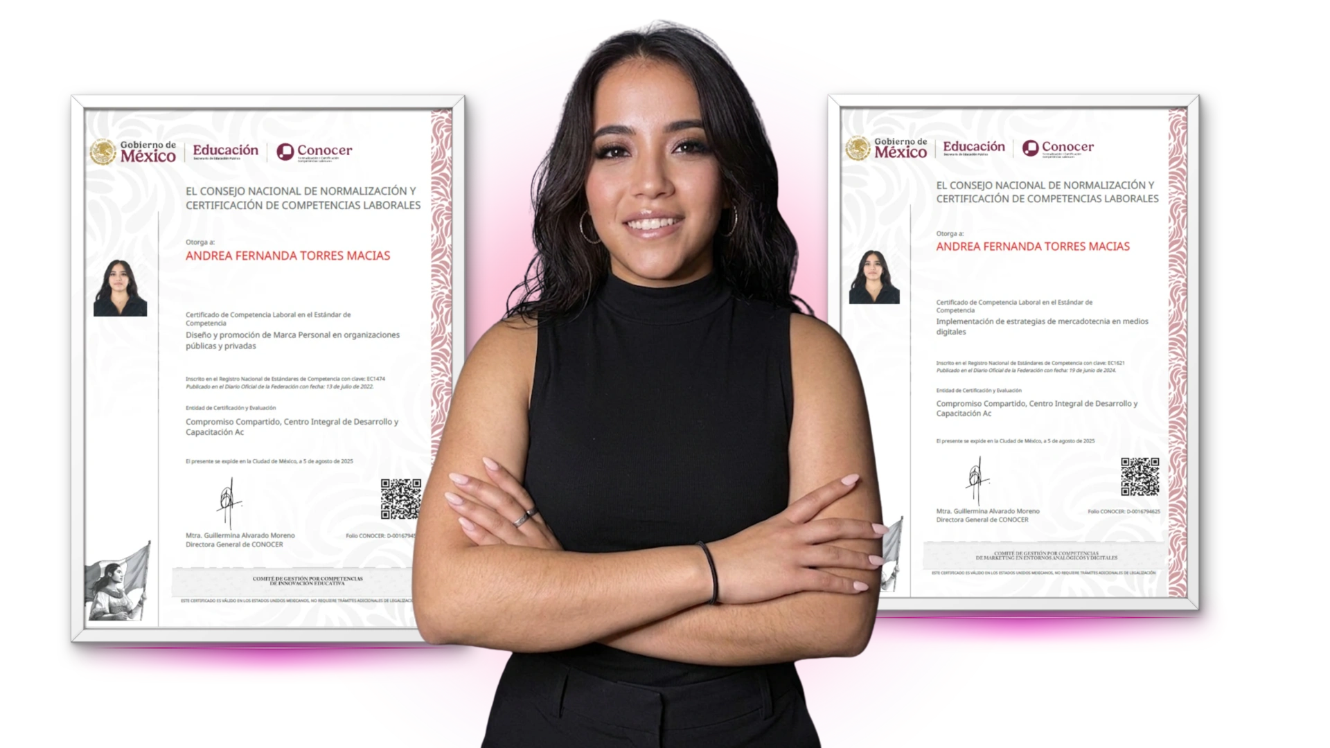 Certificaciones oficiales de Fernanda Torres — EC1474 y EC1621 avaladas por CONOCER